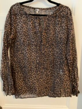 Le Chateau , women's  Leopard Print Long Sleeve sheer chiffon Blouse